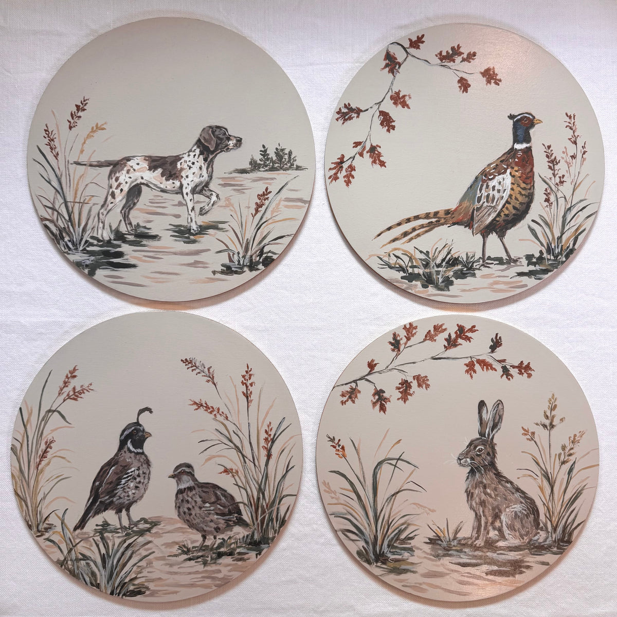 Upland Pursuit | Hand-Painted Charger Set