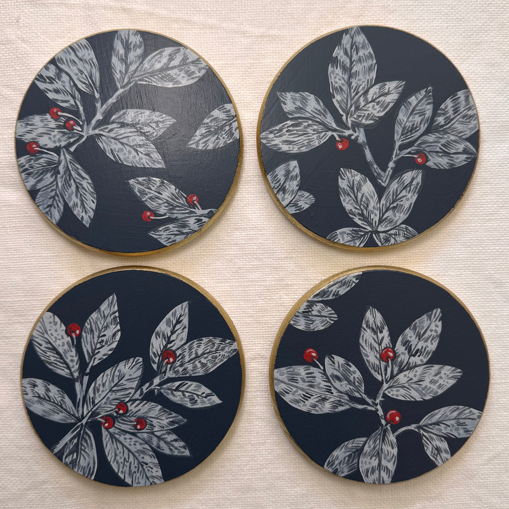 Berries at Dusk | Hand-Painted Coasters