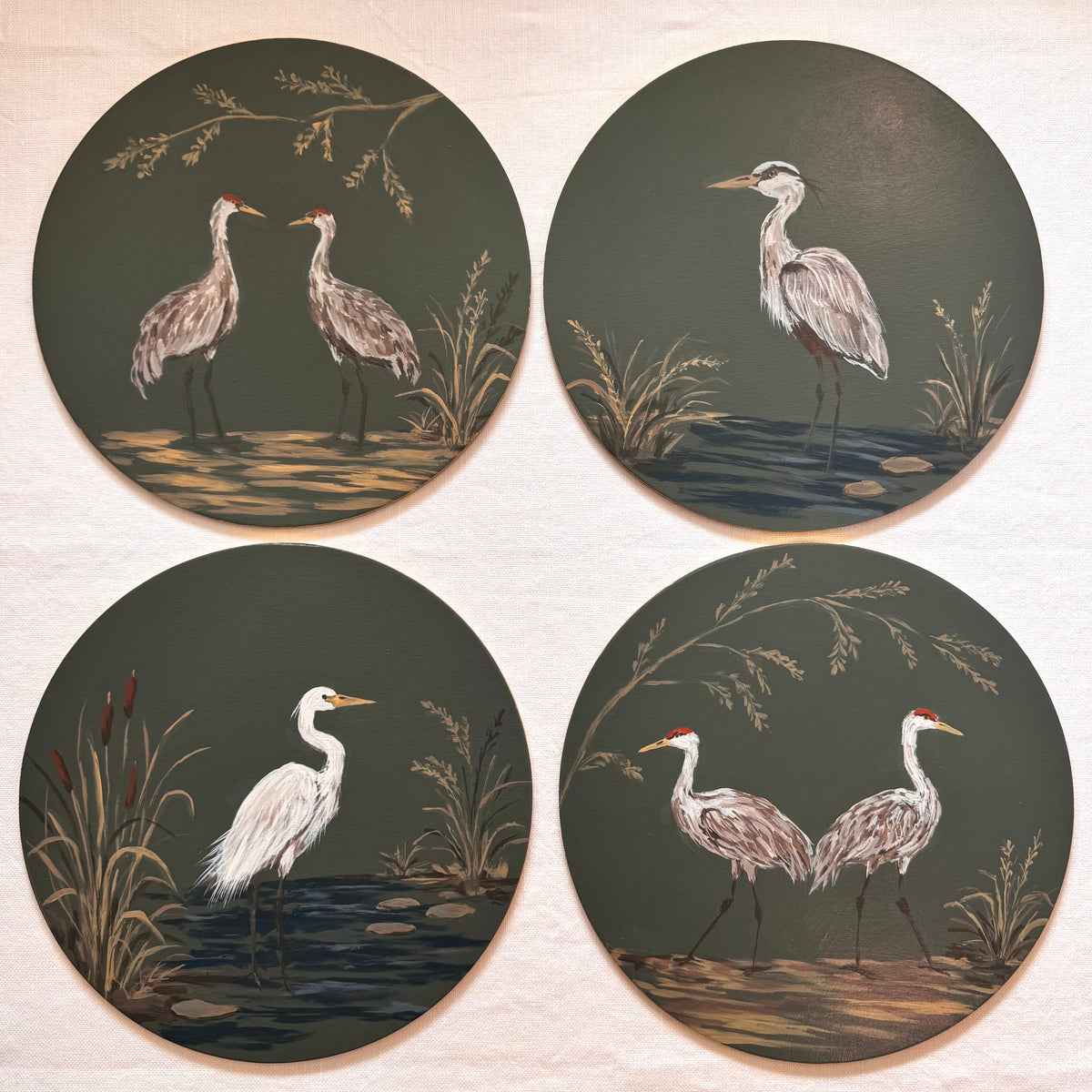 Evening Reeds | Hand-Painted Charger Set
