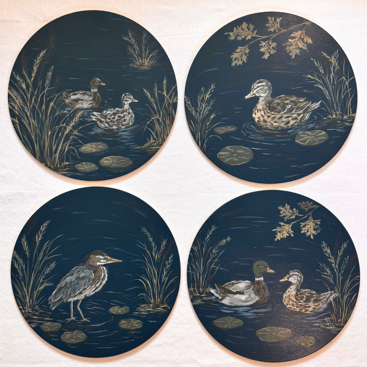 Midnight Marsh | Hand-Painted Charger Set