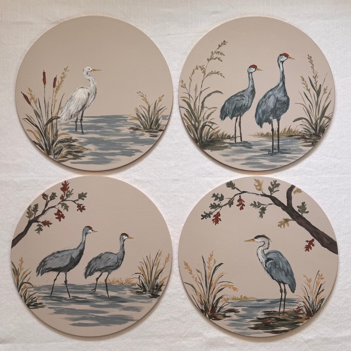 Marsh Gathering | Hand-Painted Charger Set